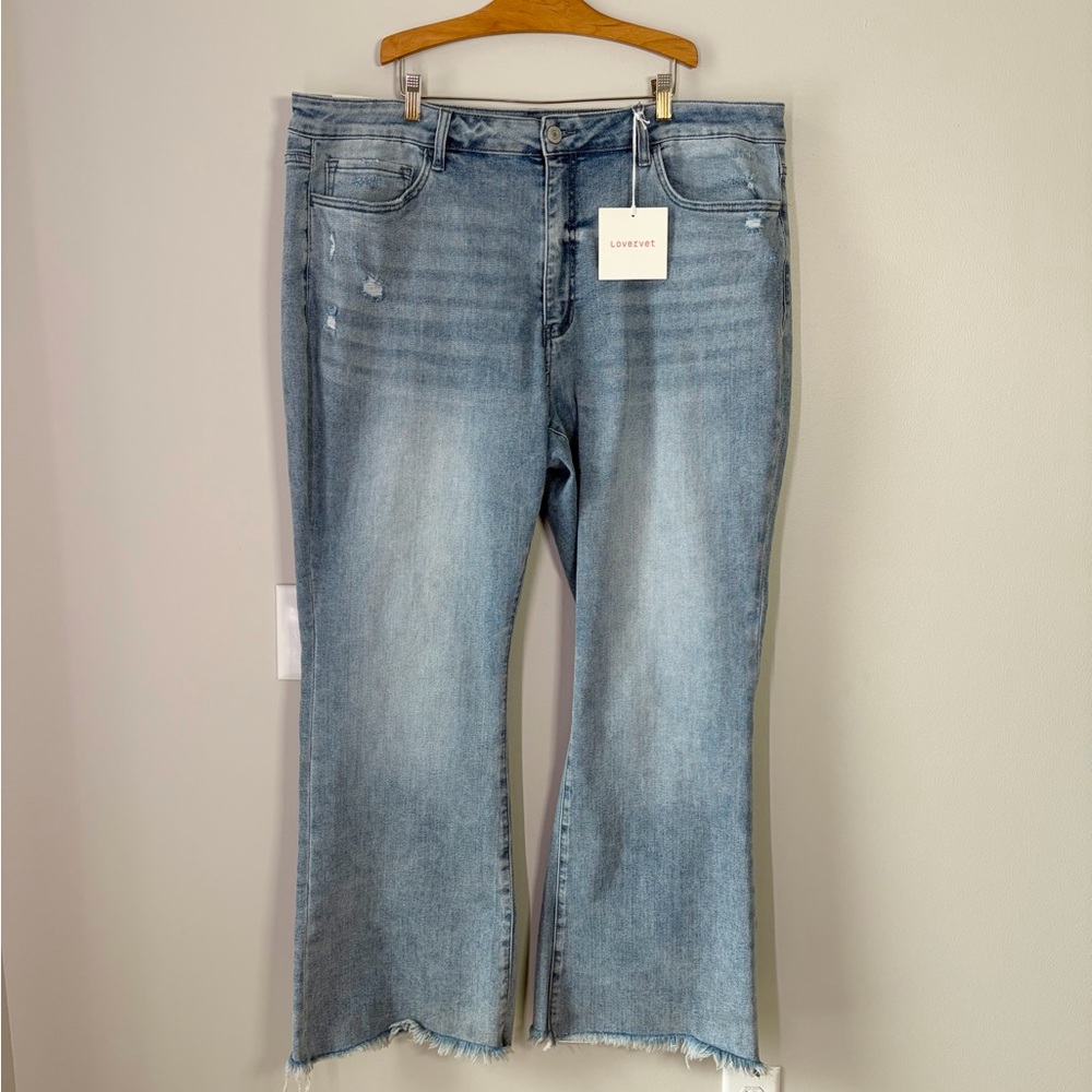 Lovervet Vervet Light Wash High Rise Flare Jeans Premium Stretch Denim - Picture 2 of 14